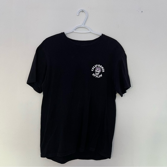 (M) Tshirt California Stylin Black Skeleton Palm Trees - Picture 3 of 4